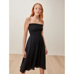 NWT Reformation Sable Spaghetti Straps Smocked Midi Dress Black Size XL